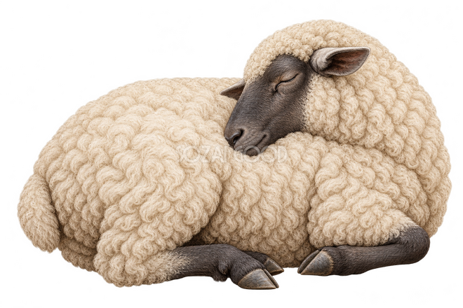 丸まって眠る羊 丸まって眠る羊