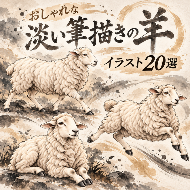 淡い筆描きの羊20選 淡い筆描きの羊20選