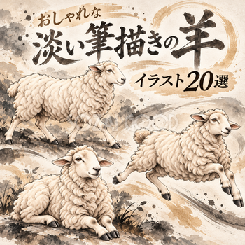 淡い筆描きの羊20選