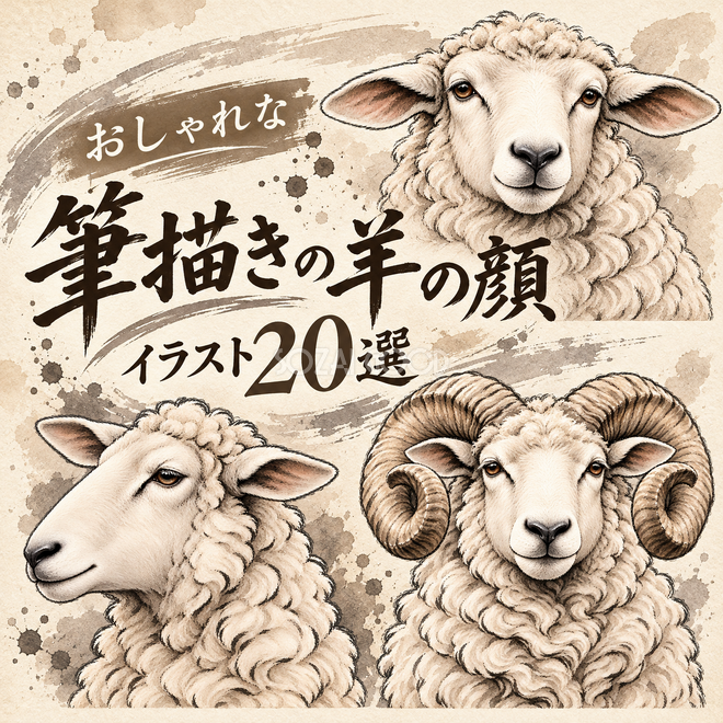 淡い筆描きの羊の顔20選 淡い筆描きの羊の顔20選