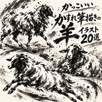 かすれ筆描きの羊20選
