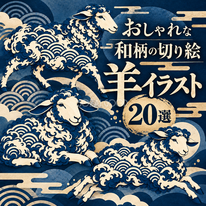 和柄の切り絵の羊20選 和柄の切り絵の羊20選