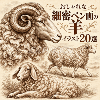 細密ペン画の羊20選