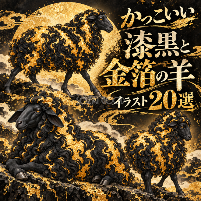 漆黒と金箔の羊20選