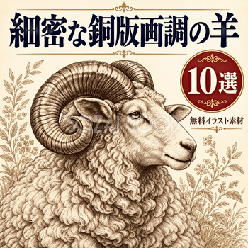 細密な銅版画調の羊10選