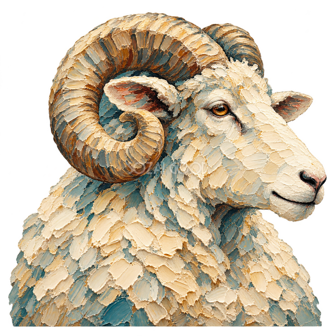 右横顔の雄羊 右横顔の雄羊