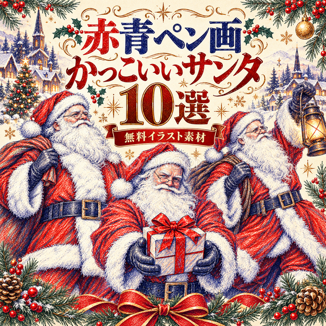 赤青ペン画のサンタ10選 赤青ペン画のサンタ10選