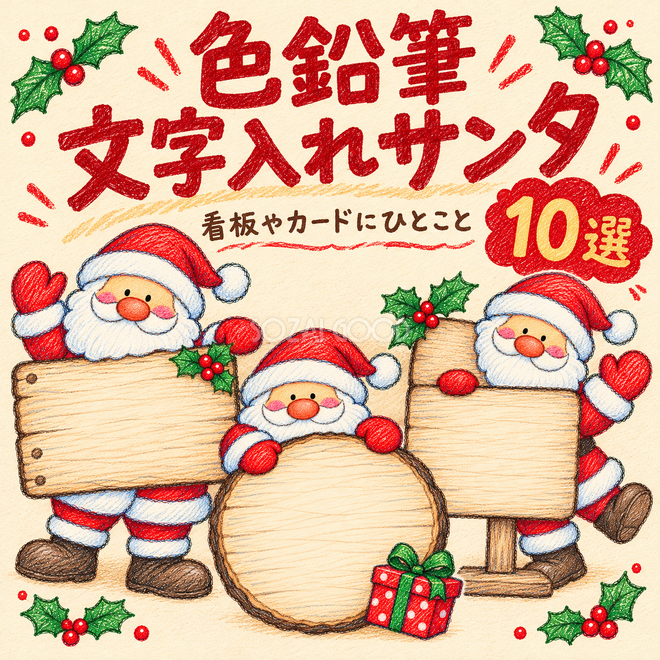 色鉛筆の文字入れサンタ10選