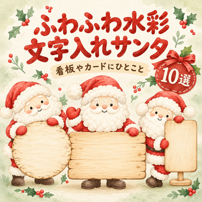 ふわふわ水彩の文字入れサンタ10選