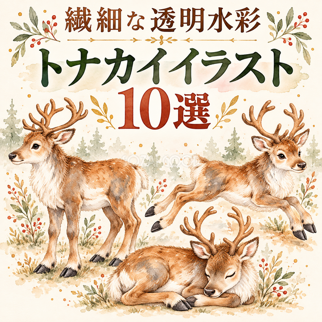 繊細な透明水彩のトナカイ10選 繊細な透明水彩のトナカイ10選