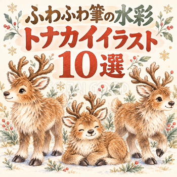 ふわふわ筆の水彩のトナカイ10選