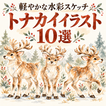 軽やかな水彩スケッチのトナカイ10選