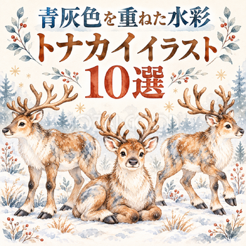 青灰色を重ねた水彩のトナカイ10選