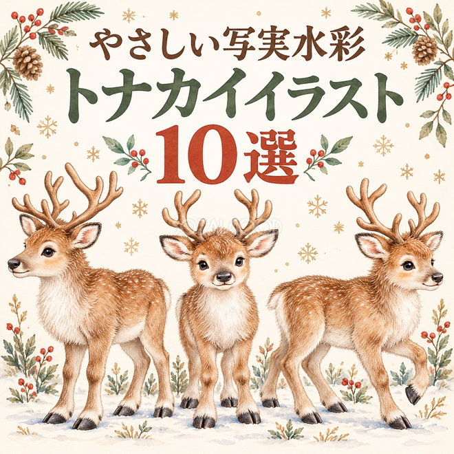 やさしい写実水彩のトナカイ10選