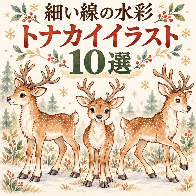 細い線の水彩のトナカイ10選