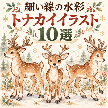 細い線の水彩のトナカイ10選