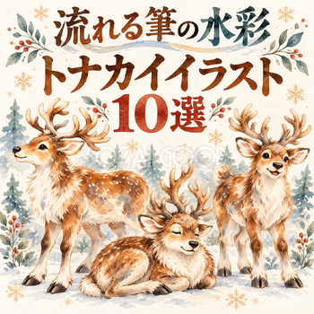 流れる筆の水彩のトナカイ10選