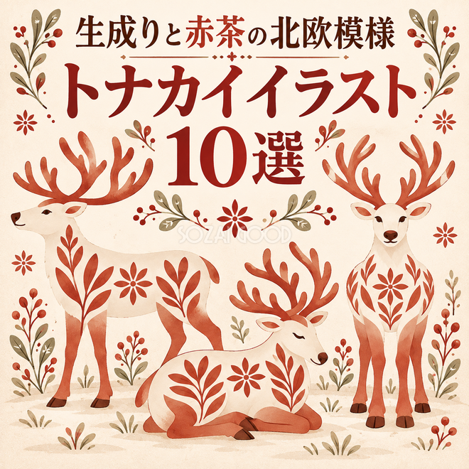 生成りと赤茶の北欧模様のトナカイ10選 生成りと赤茶の北欧模様のトナカイ10選
