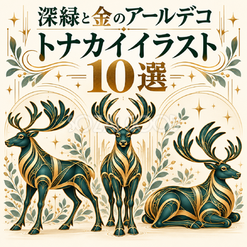 深緑と金のアールデコのトナカイ10選