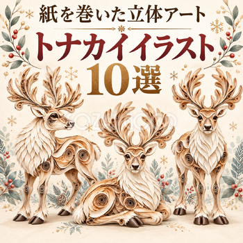 紙を巻いた立体アートのトナカイ10選