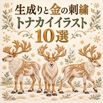生成りと金の刺繍のトナカイ10選