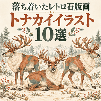落ち着いたレトロ石版画のトナカイ10選