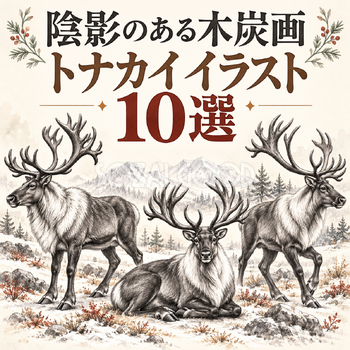 陰影のある木炭画のトナカイ10選
