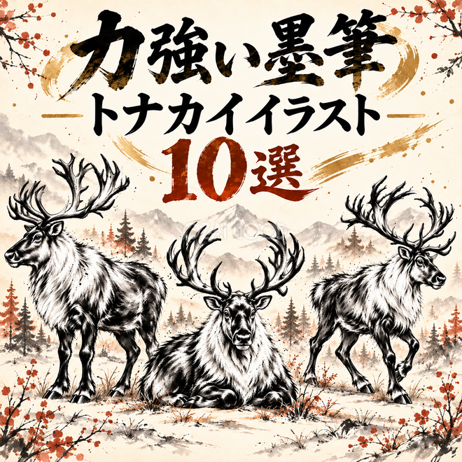力強い墨筆のトナカイ10選