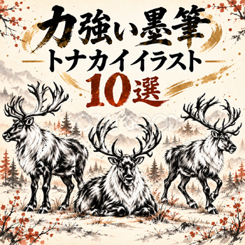 力強い墨筆のトナカイ10選