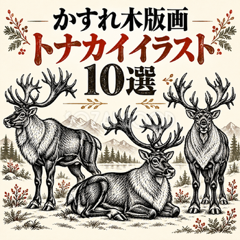 かすれ木版画のトナカイ10選