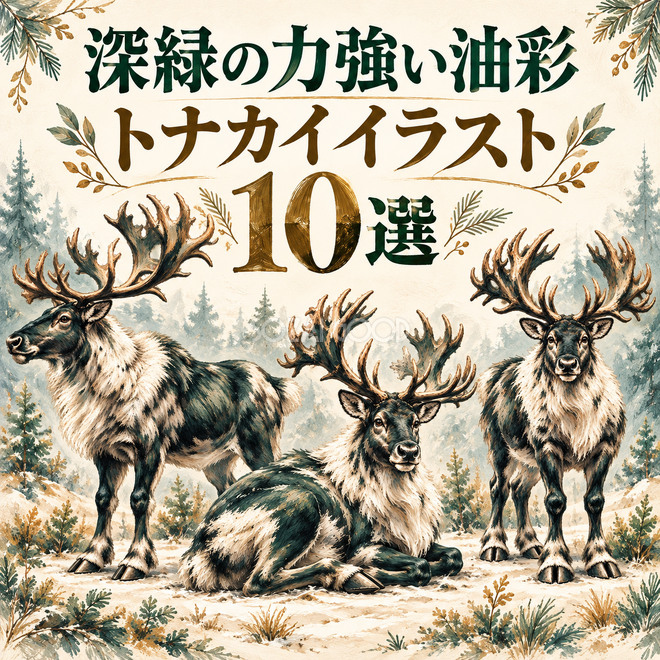 深緑の力強い油彩のトナカイ10選