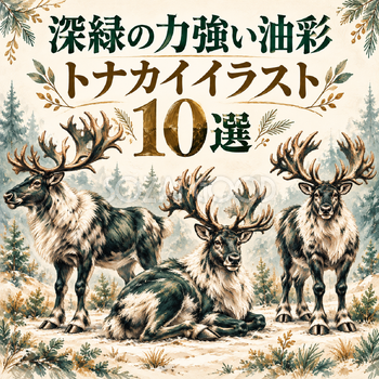 深緑の力強い油彩のトナカイ10選