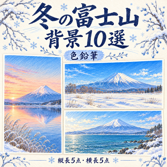 色鉛筆の冬の富士山10選 色鉛筆の冬の富士山10選