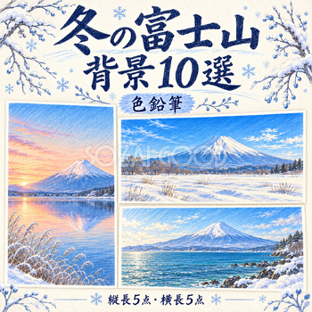色鉛筆の冬の富士山10選