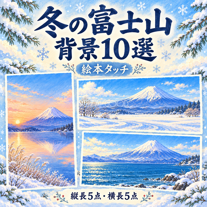 絵本タッチの冬の富士山10選
