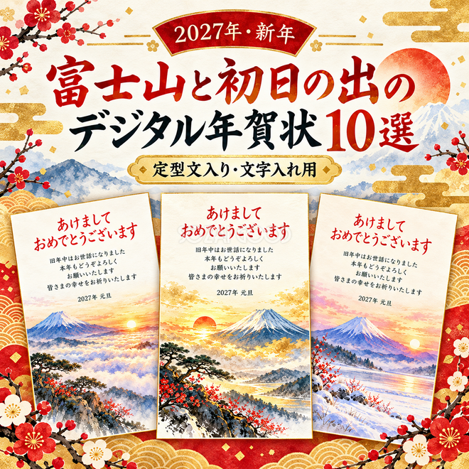 富士山と初日の出の年賀状10選 富士山と初日の出の年賀状10選
