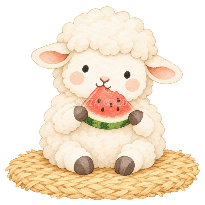 すいかを味わう羊 すいかを味わう羊