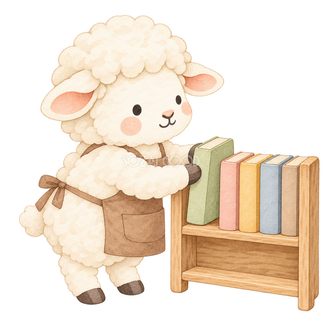 本を並べる羊の本屋さん