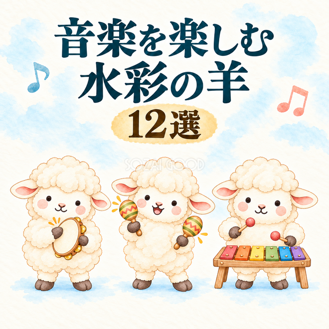 音楽を楽しむ水彩の羊12選 音楽を楽しむ水彩の羊12選