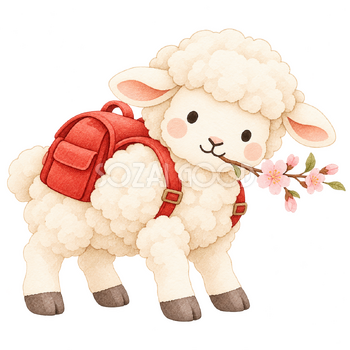入学をお祝いする羊｜かわいい水彩の無料イラスト素材 117210