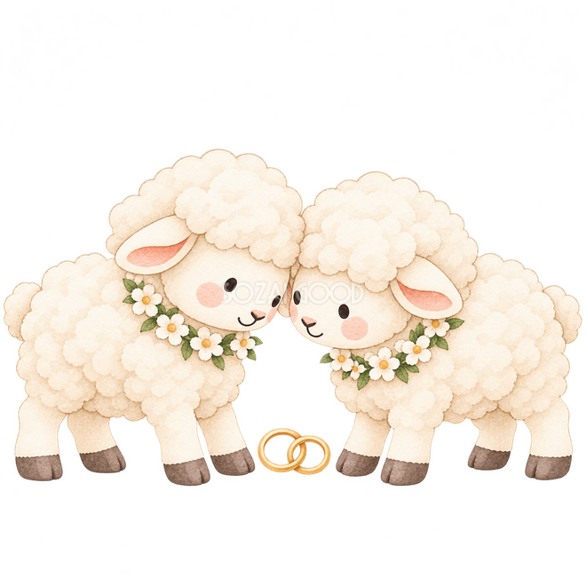 結婚のお祝いをする羊 結婚のお祝いをする羊