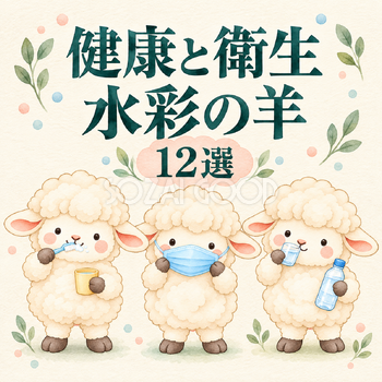健康と衛生の水彩の羊12選