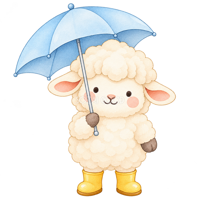 雨の日に傘を差す羊 雨の日に傘を差す羊
