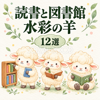 読書と図書館を楽しむ水彩の羊12選
