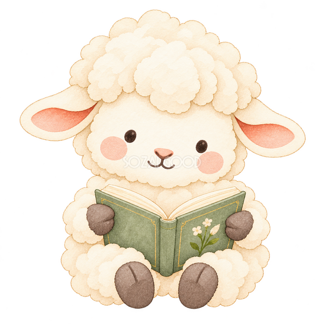 静かに読書する羊