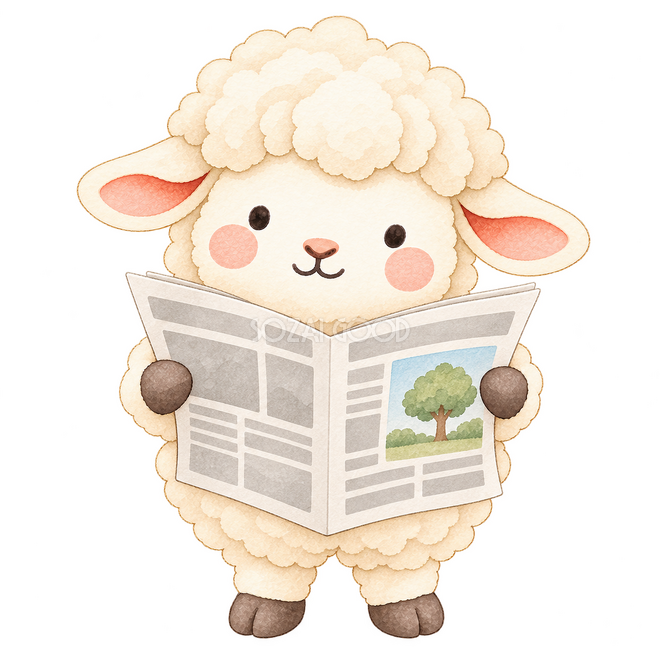 新聞を読む羊
