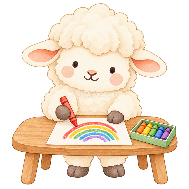 クレヨンで描く羊 クレヨンで描く羊
