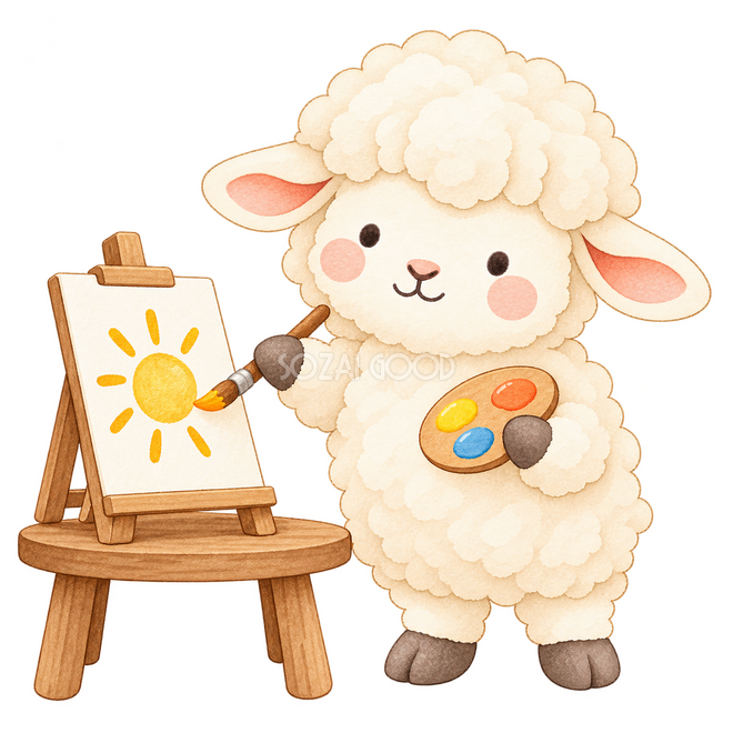 絵の具で描く羊 絵の具で描く羊