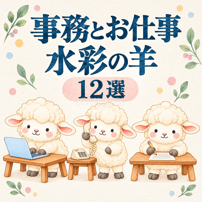 事務とお仕事をする水彩の羊12選 事務とお仕事をする水彩の羊12選