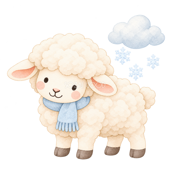 雪の日を伝える羊